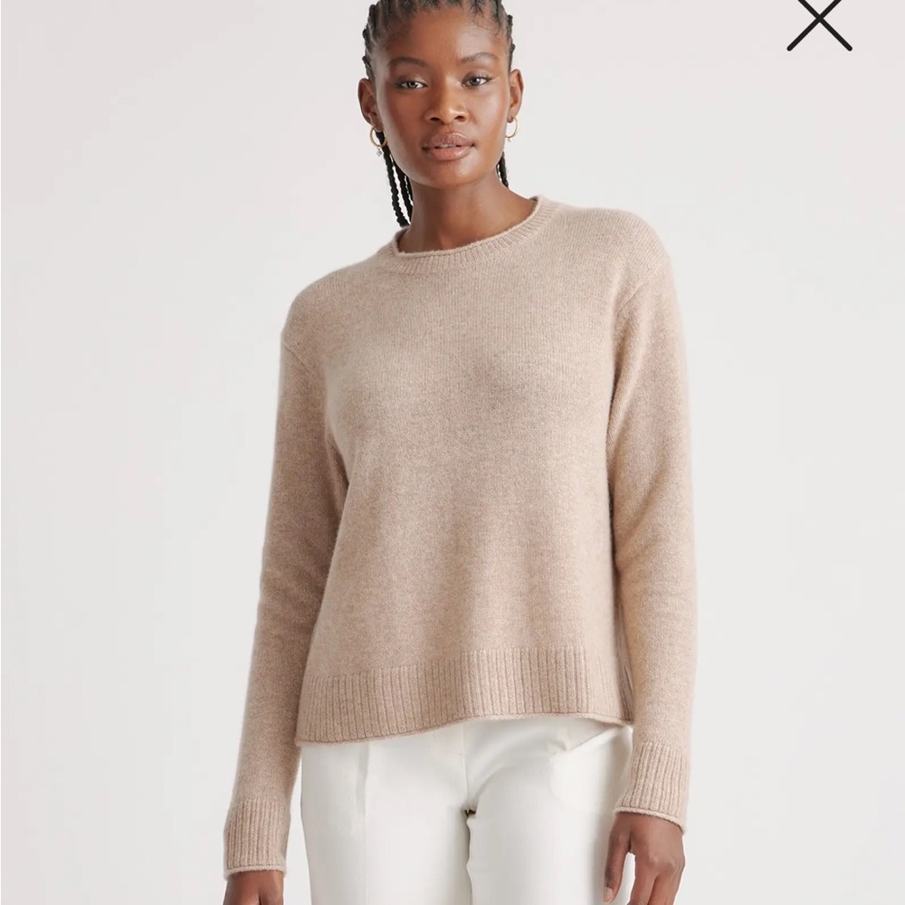 Mongolian Cashmere Boxy Crewneck Sweater in Oatmeal